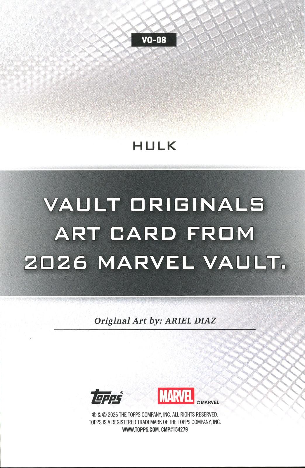 2026 Topps Vault Marvel Hulk Large Box Topper 5x7in