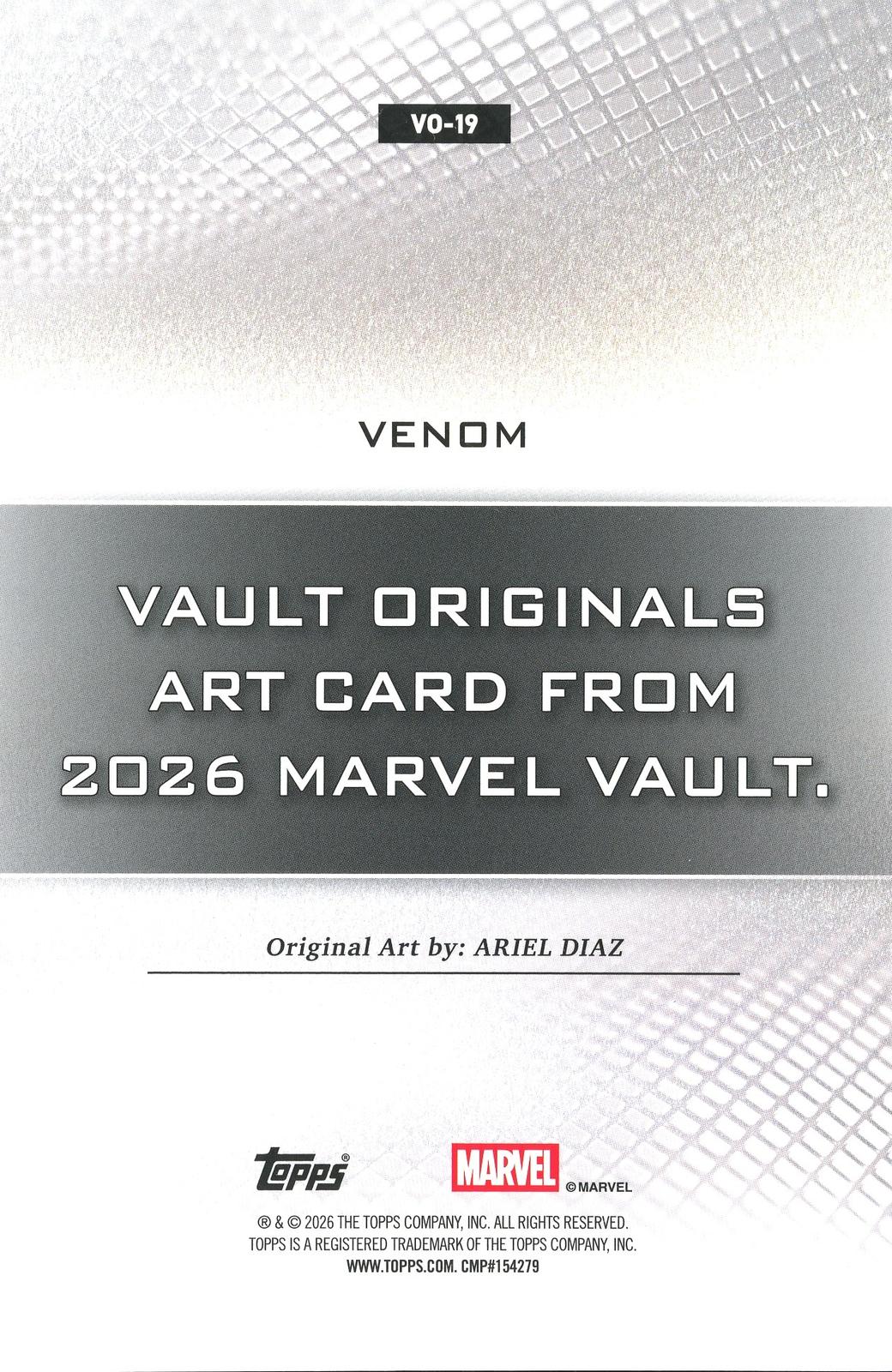 2026 Topps Vault Marvel Venom Large Box Topper 5x7in