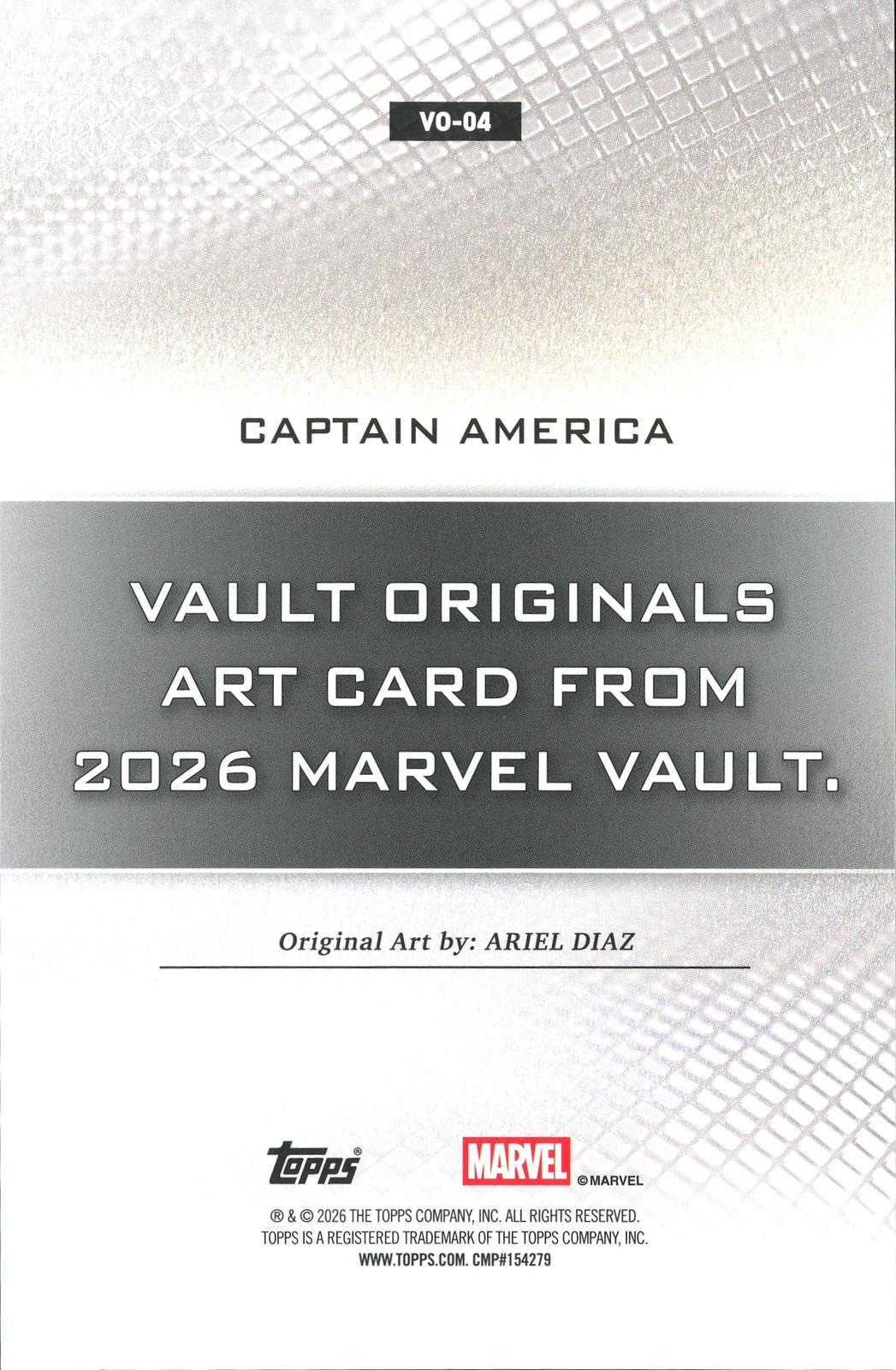 2026 Topps Vault Marvel Captain America Large Box Topper 5x7in