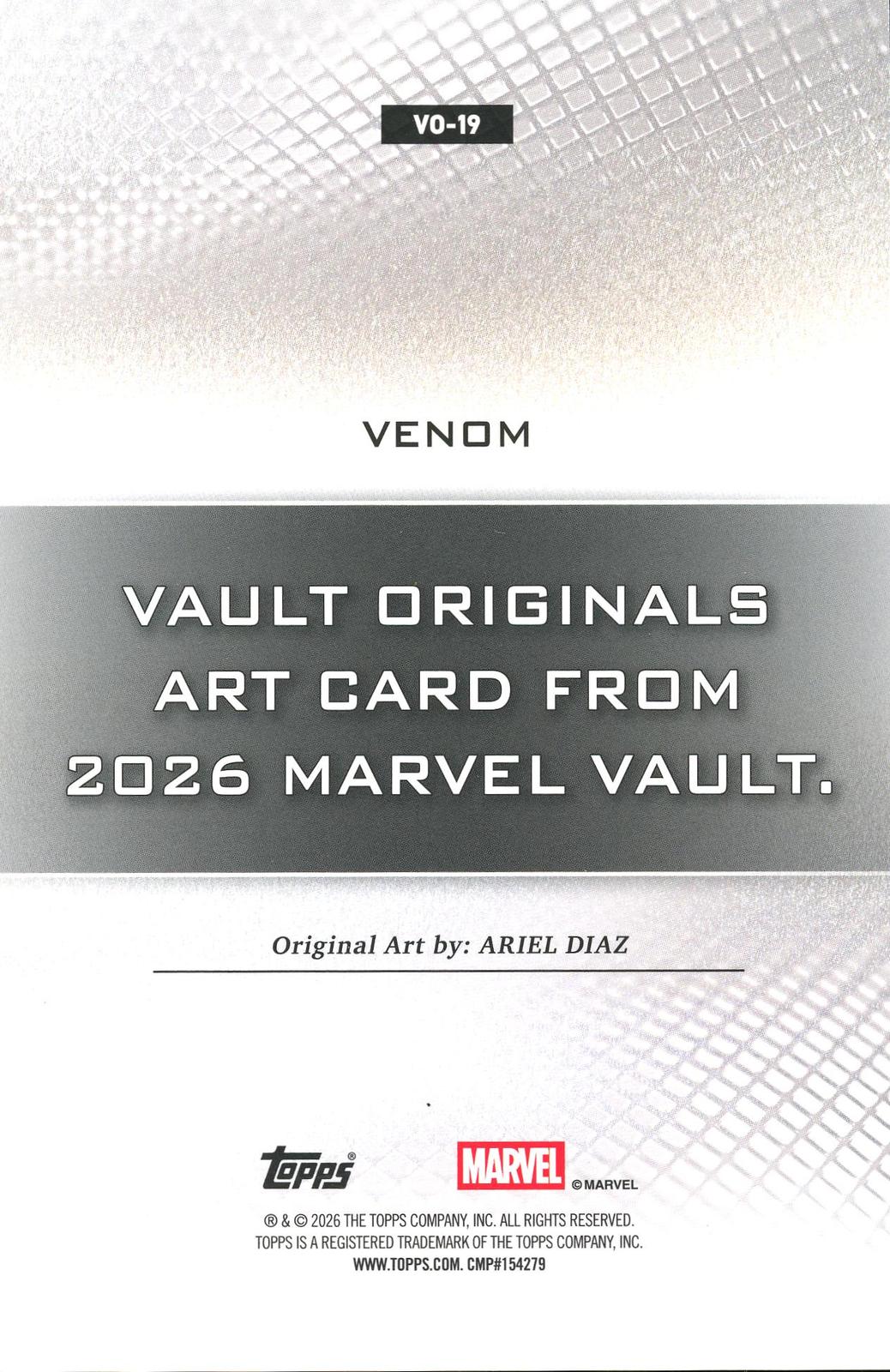 2026 Topps Vault Marvel Venom Black 5/10 Large Box Topper 5x7in