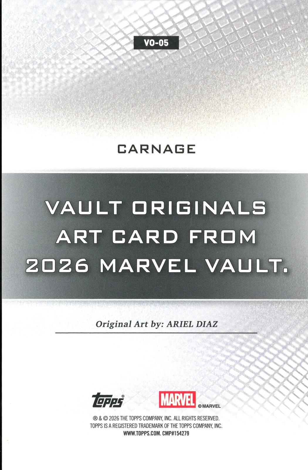 2026 Topps Vault Marvel Carnage Large Box Topper 5x7in