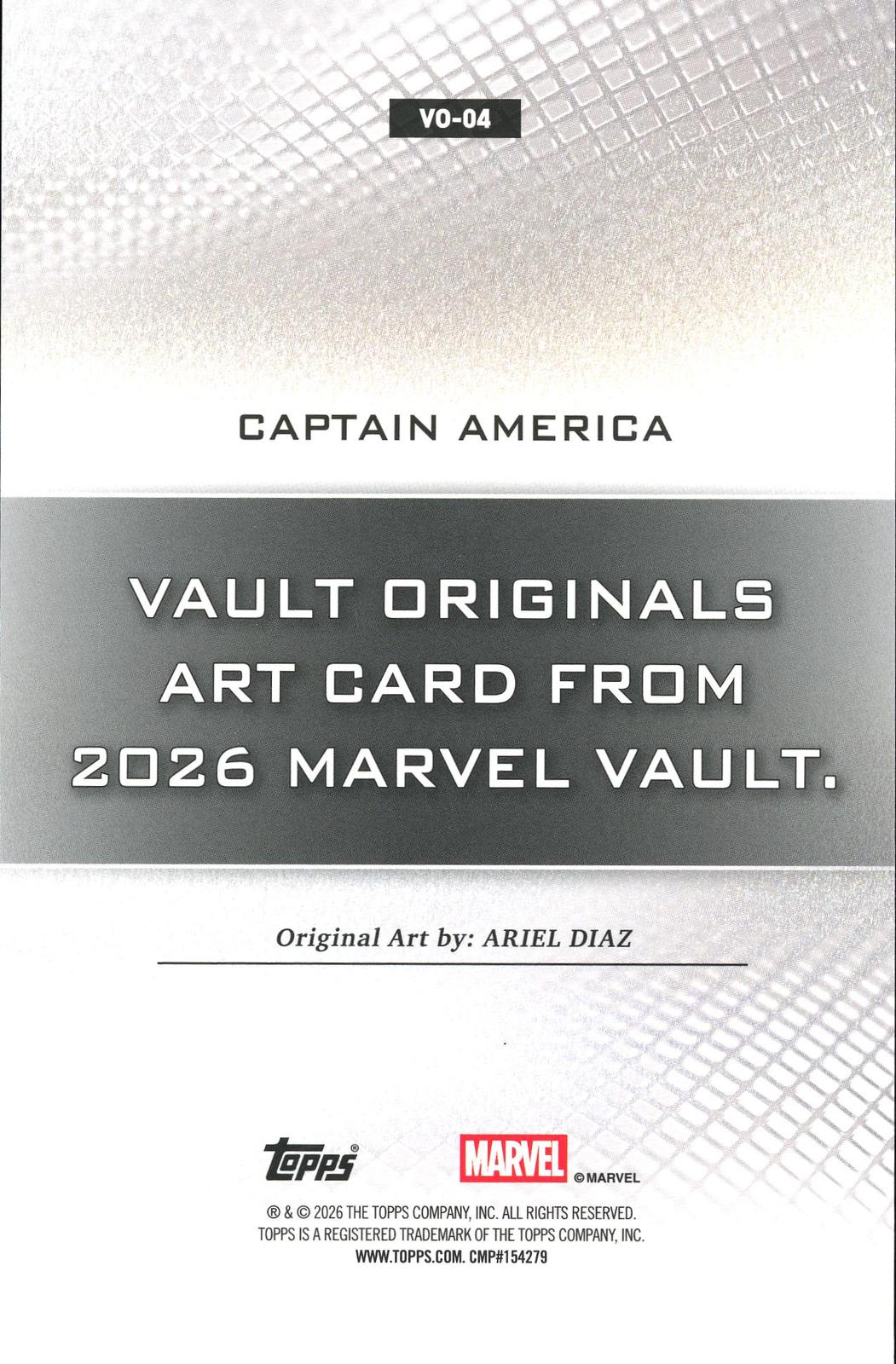 2026 Topps Vault Marvel Captain America  Large Box Topper 5x7in