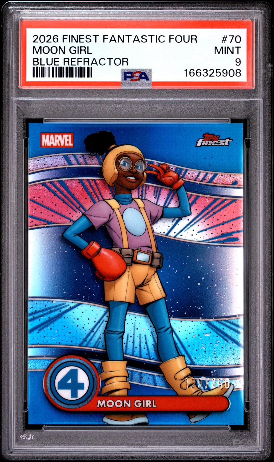2026 Topps Finest Fantastic Four 65th Ann Moon Girl Blue Refractor PSA 9