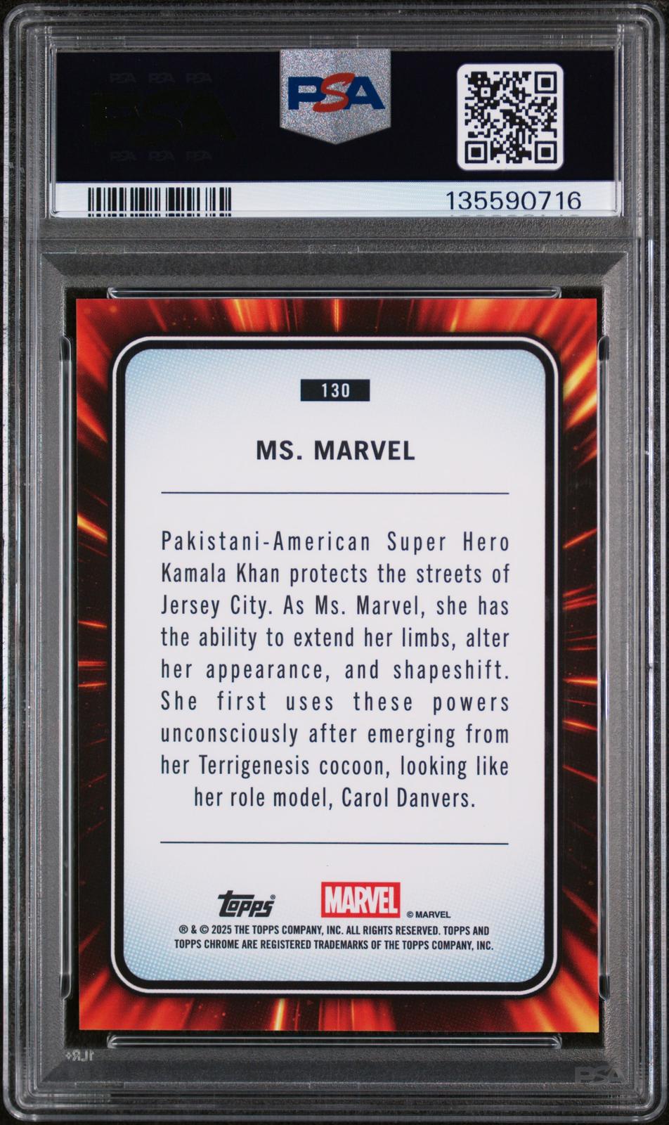 2025 Topps Chrome Marvel Sapphire Edition #130 Ms. Marvel PSA 9