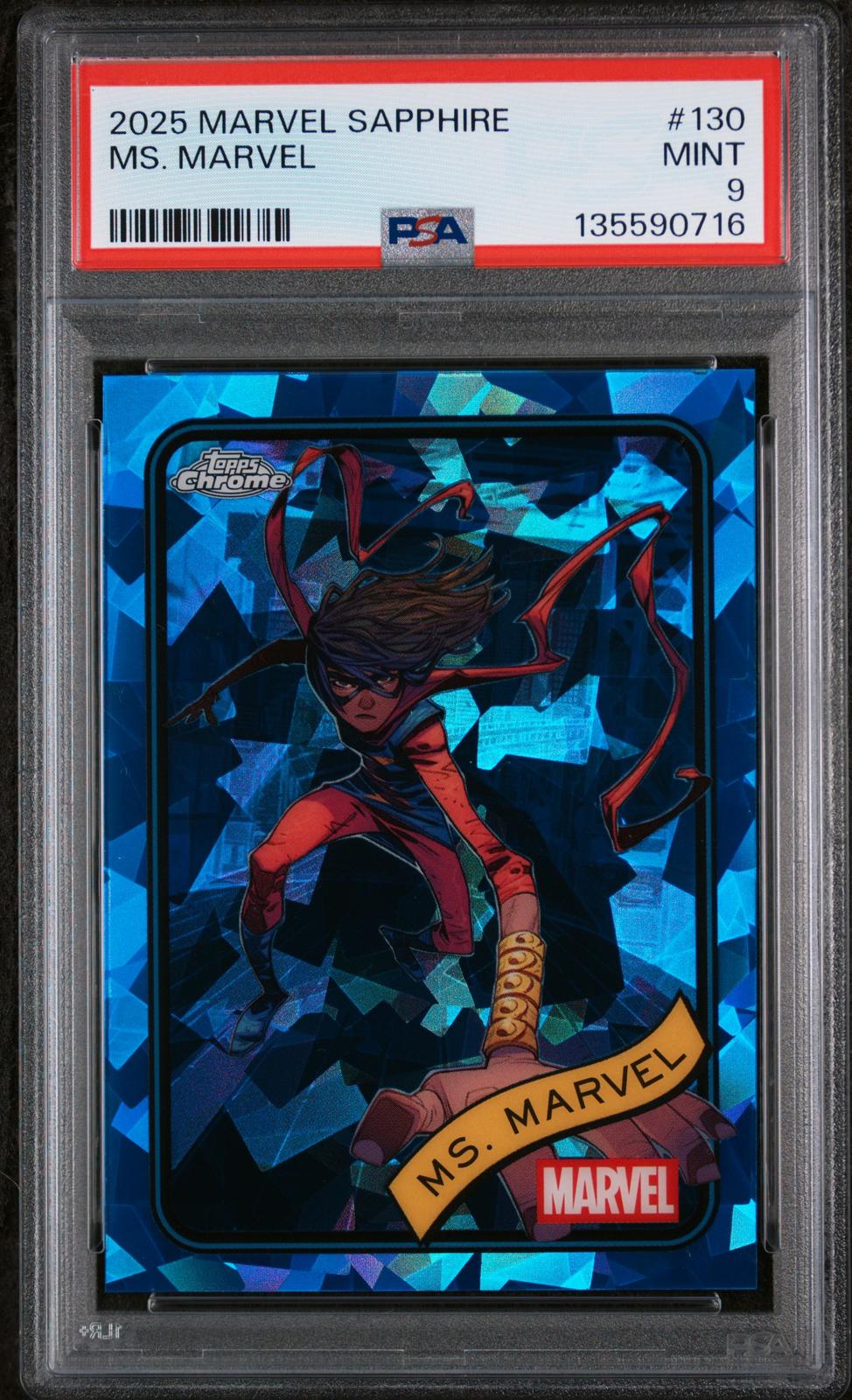 2025 Topps Chrome Marvel Sapphire Edition #130 Ms. Marvel PSA 9