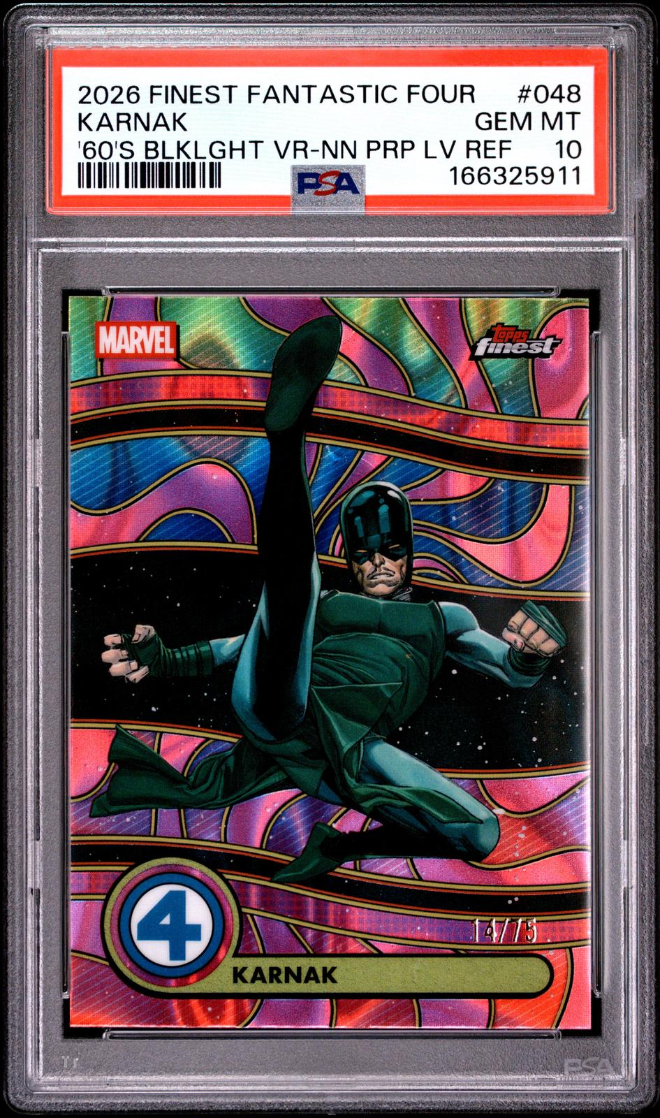 2026 Topps Finest: Fantastic Four 65th 1960'S Blacklight Purple Lava PSA 10