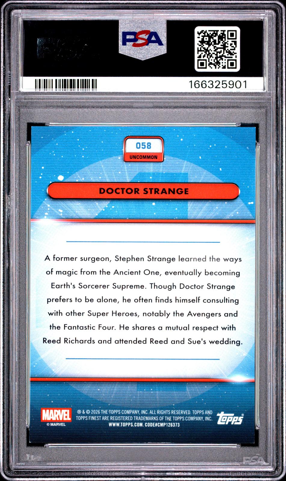 2026 Topps Finest: Fantastic Four Doctor Strange Blue Refractor PSA 9