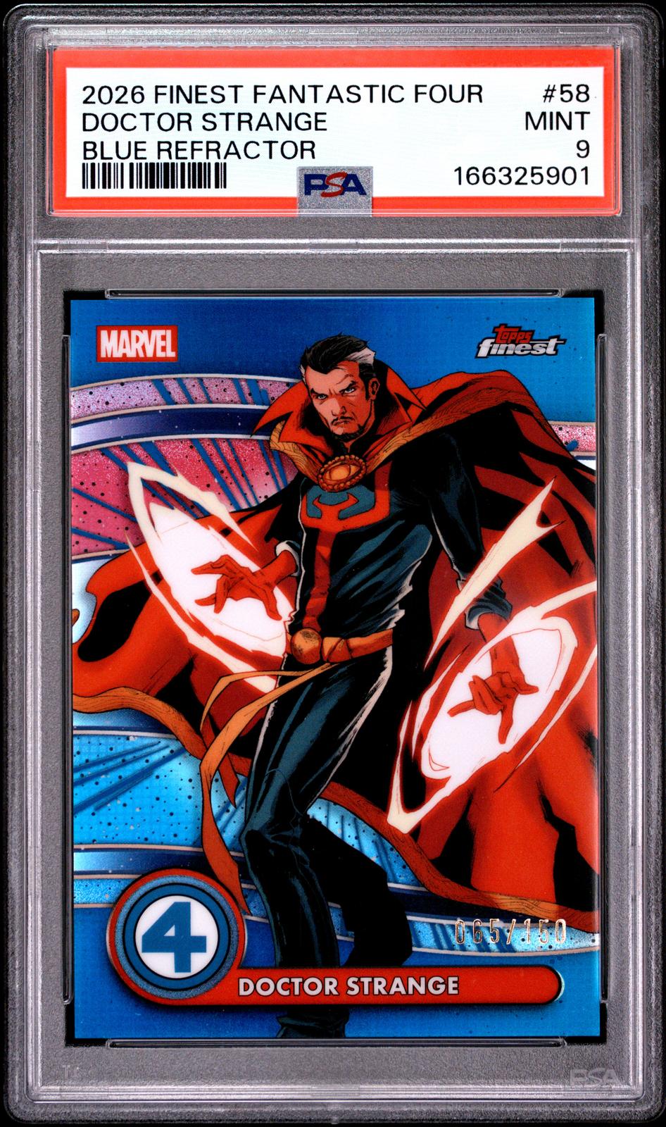 2026 Topps Finest: Fantastic Four Doctor Strange Blue Refractor PSA 9