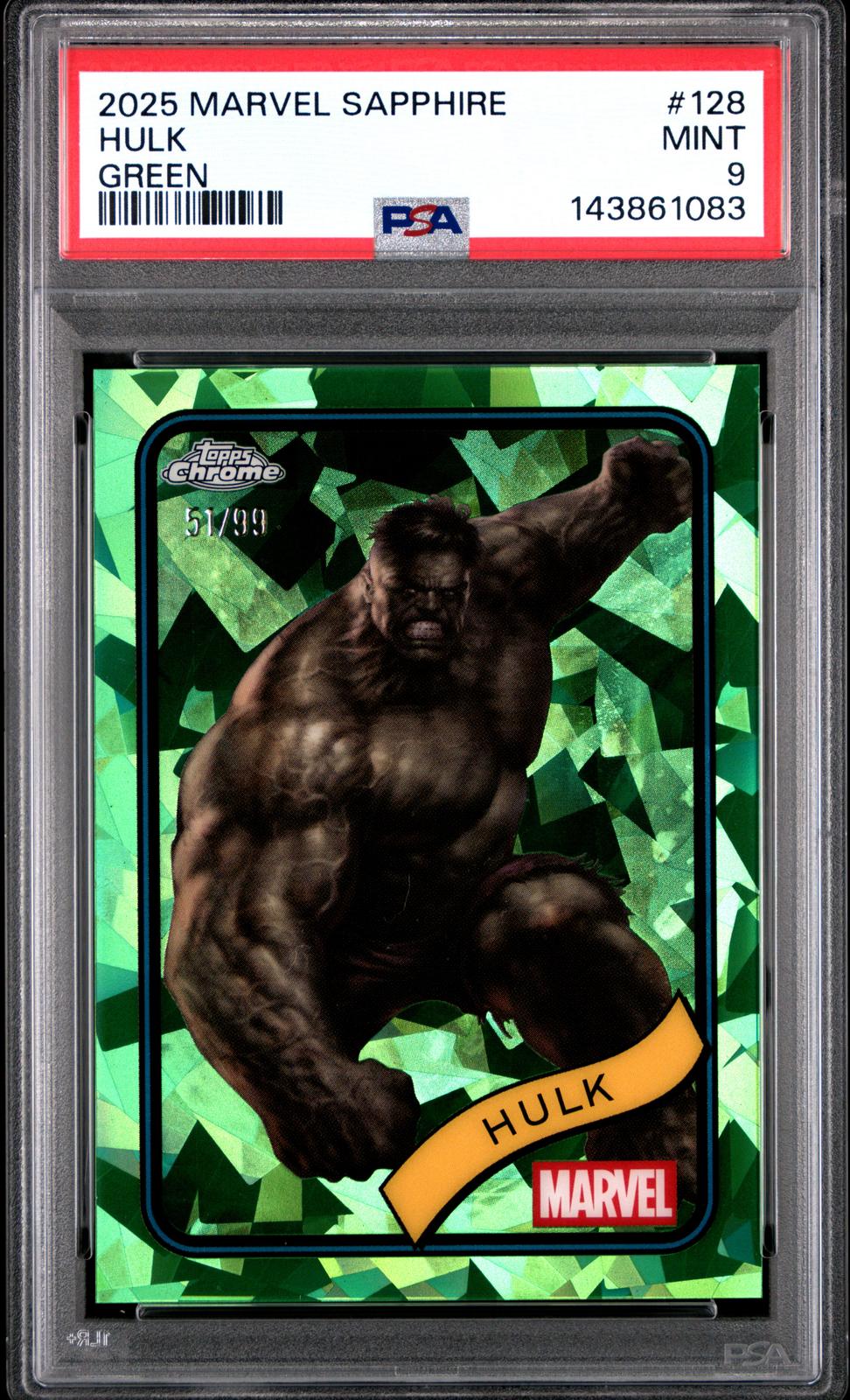2025 Topps Chrome Marvel Sapphire Edition #128 Hulk Green PSA 9