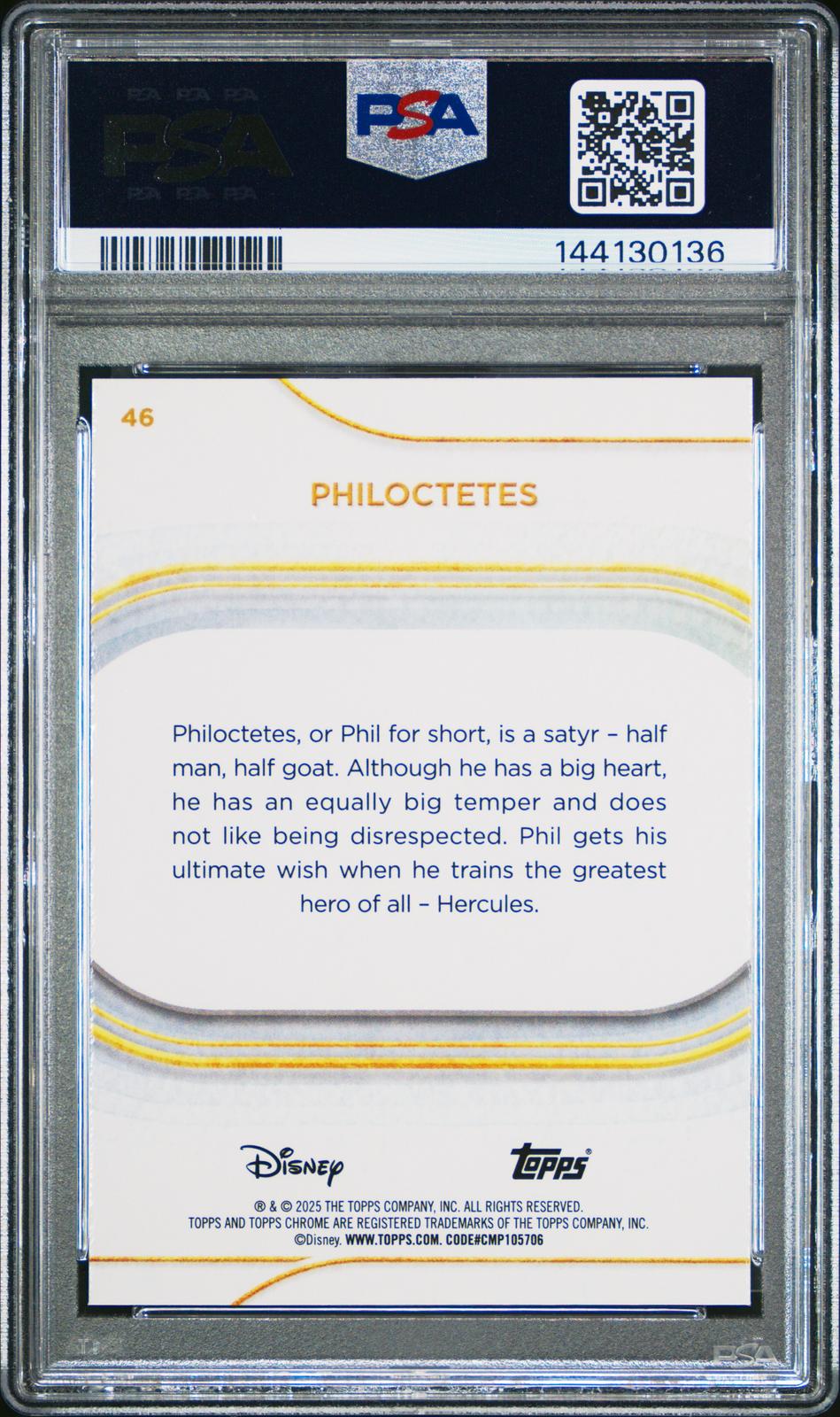 2025 Topps Chrome Disney Sapphire Edition #46 Philoctetes PSA 8