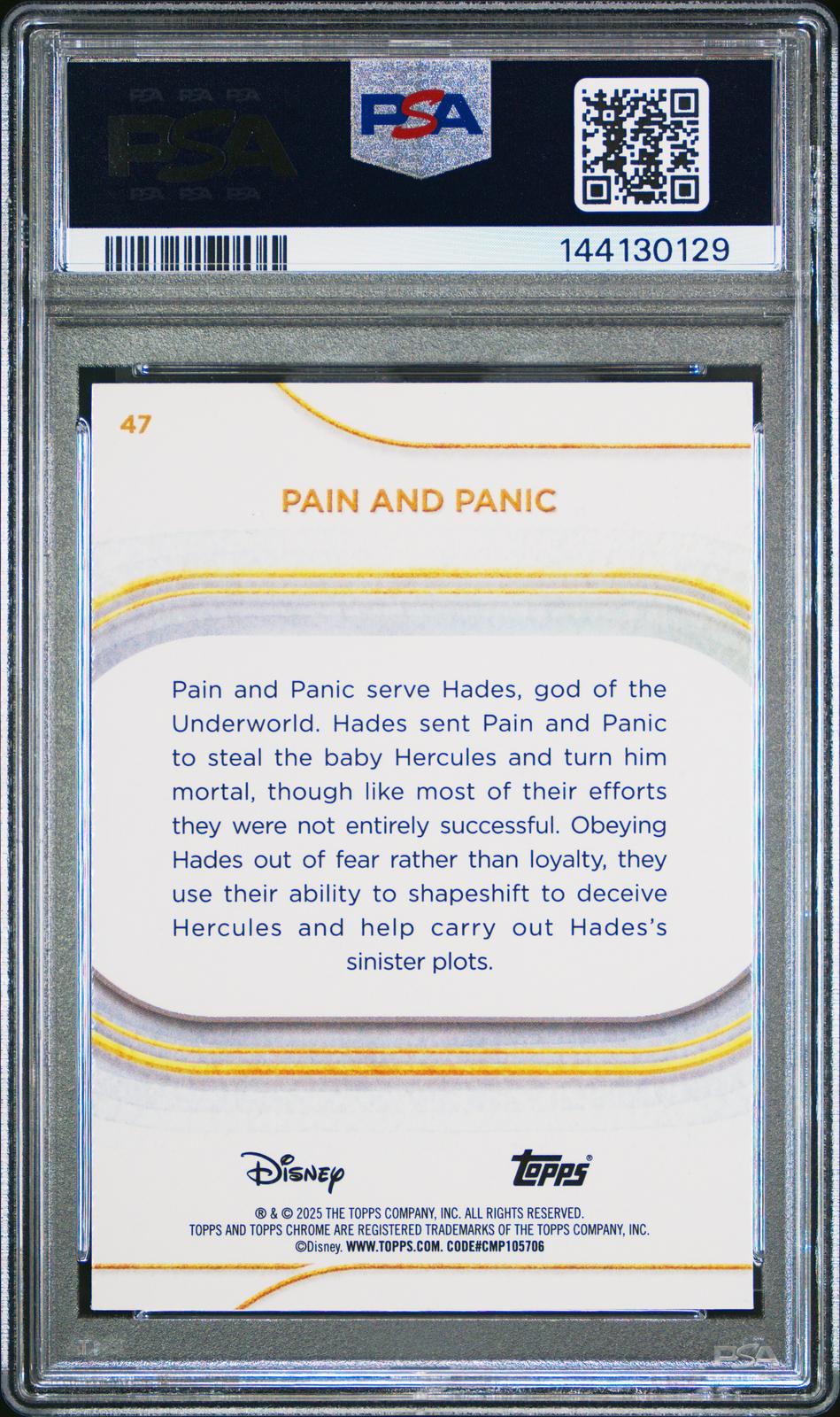 2025 Topps Chrome Disney Sapphire Edition #47 Pain And Panic PSA 8