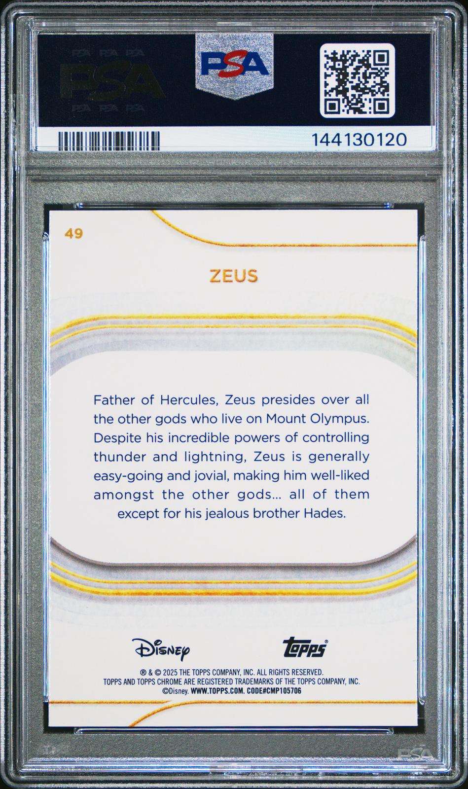 2025 Topps Chrome Disney Sapphire Edition #49 Zeus PSA 9