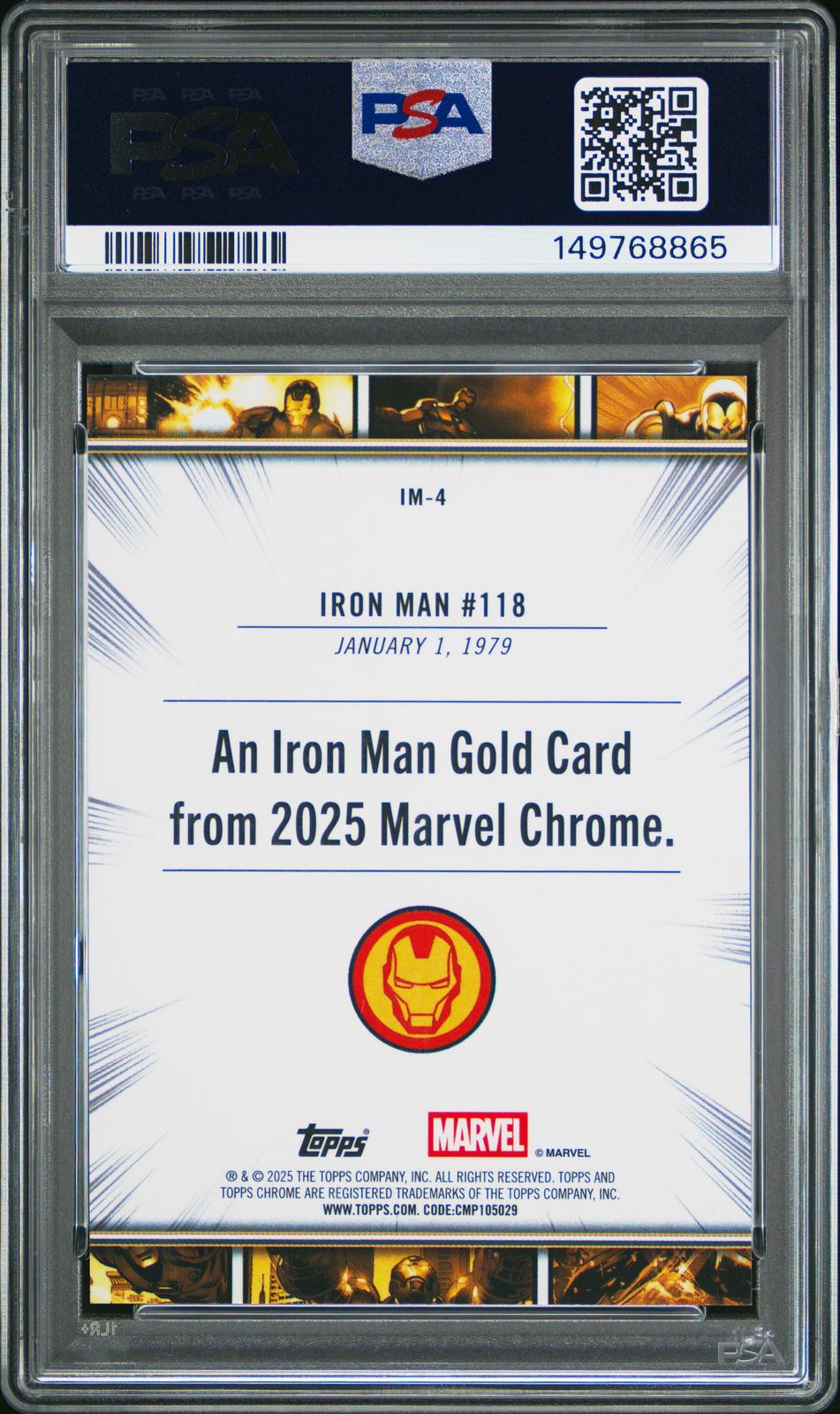 2025 Topps Chrome Marvel Iron Man Gold #IM4 Iron Man PSA 10