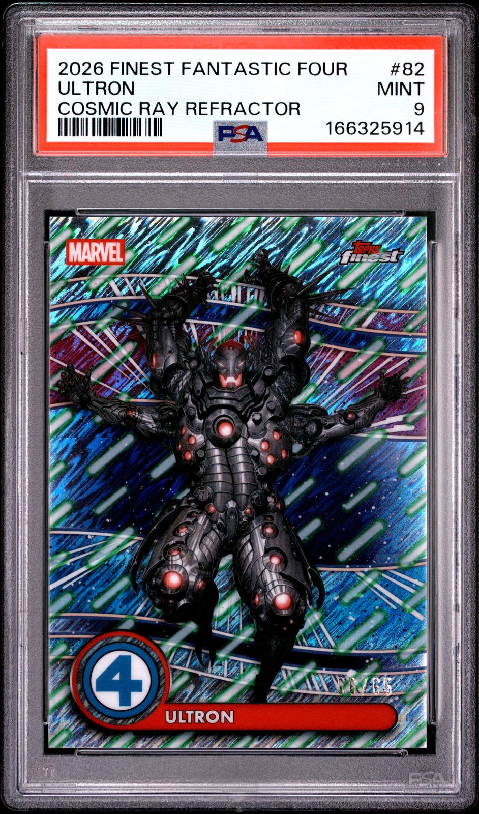 2026 Topps Finest: Fantastic Four  Ultron Cosmic Ray Refractor PSA 9