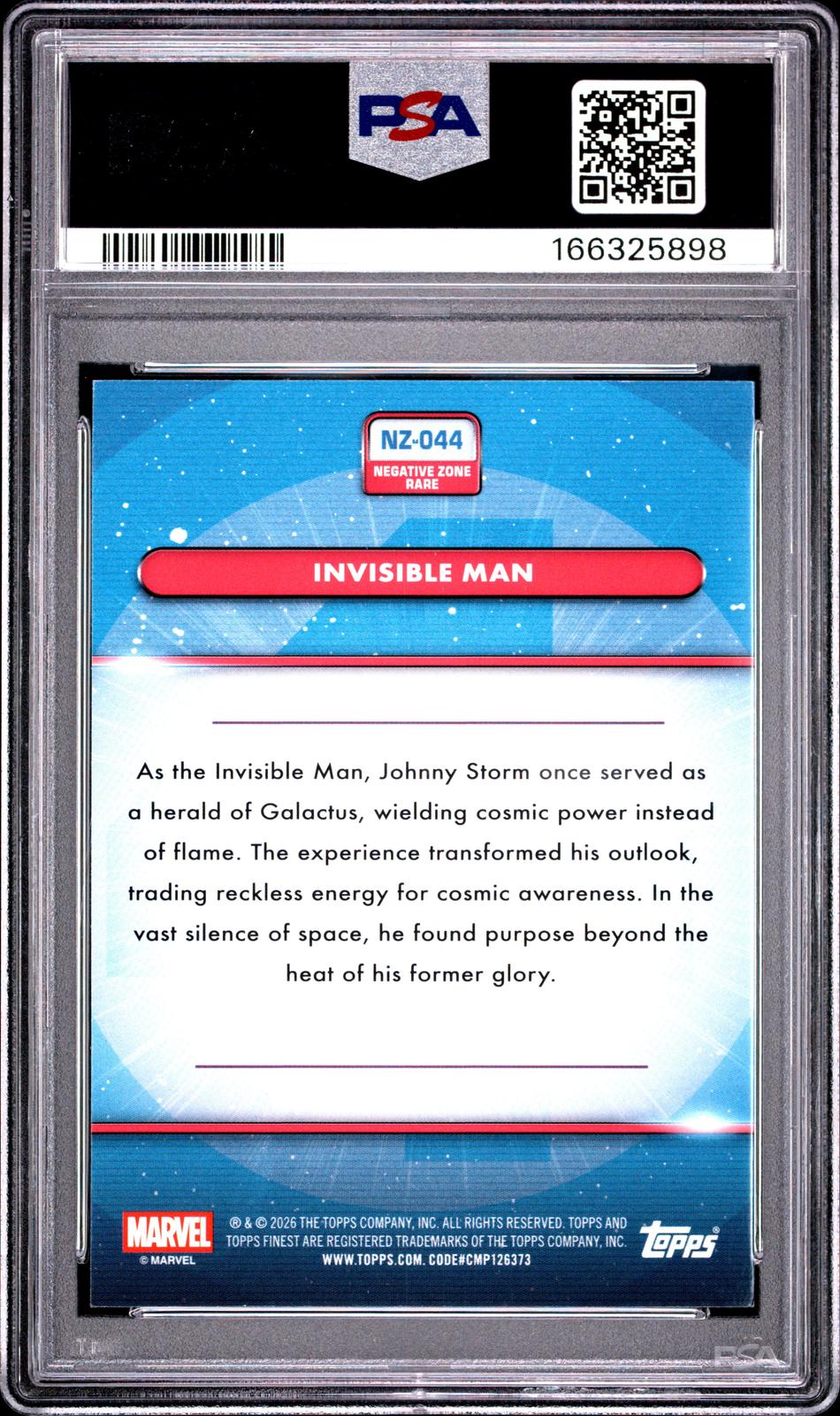 2026 Topps Finest: Fantastic Four #44 Invisible Man Blue PSA 7 29/150