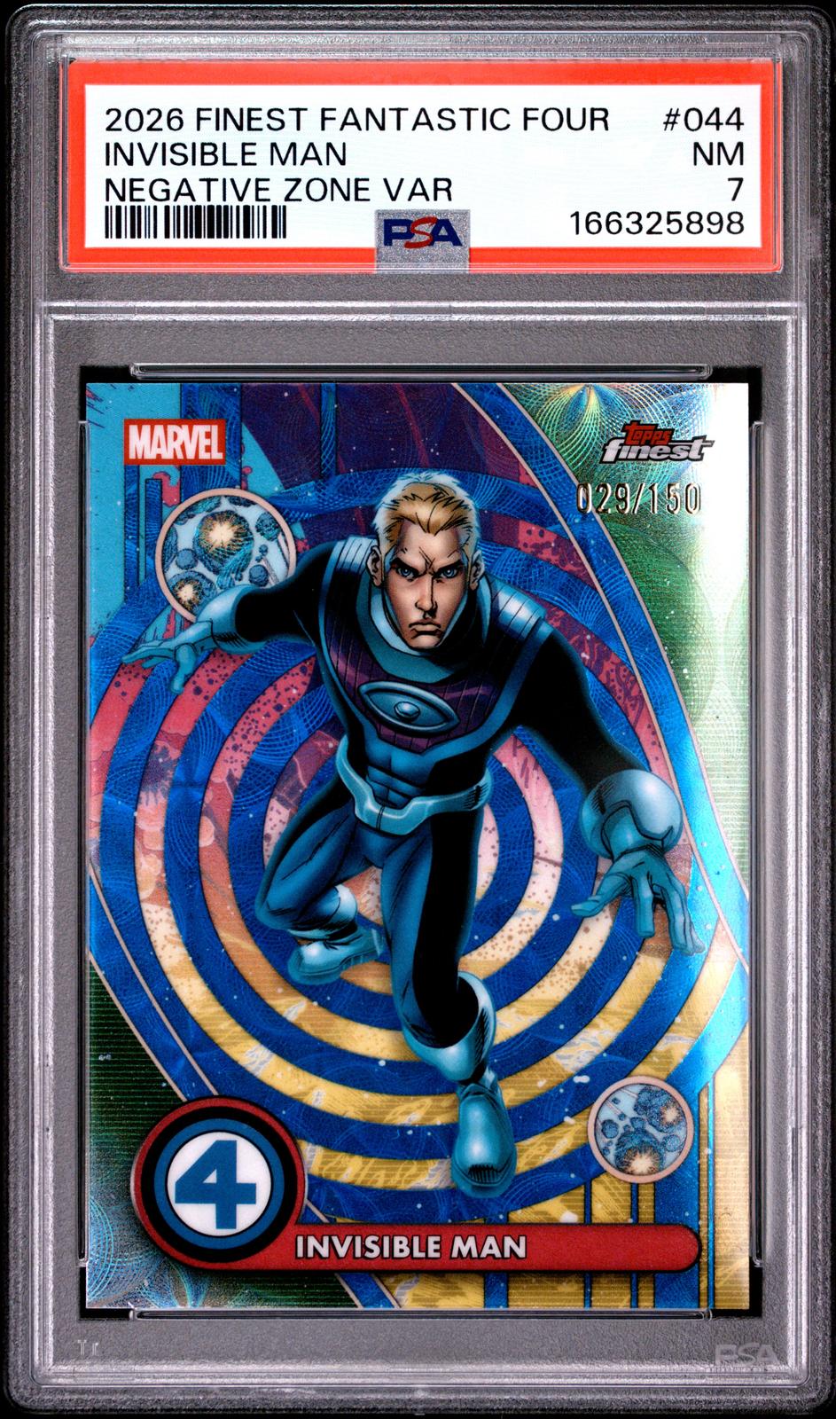2026 Topps Finest: Fantastic Four #44 Invisible Man Blue PSA 7 29/150