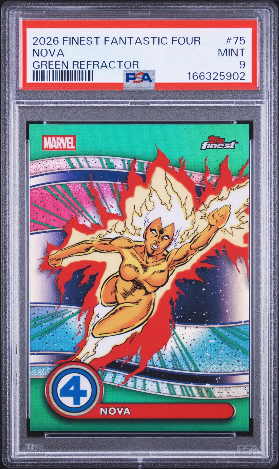 2026 Topps Finest: Fantastic Four Nova Green Refractor PSA 9 96/99