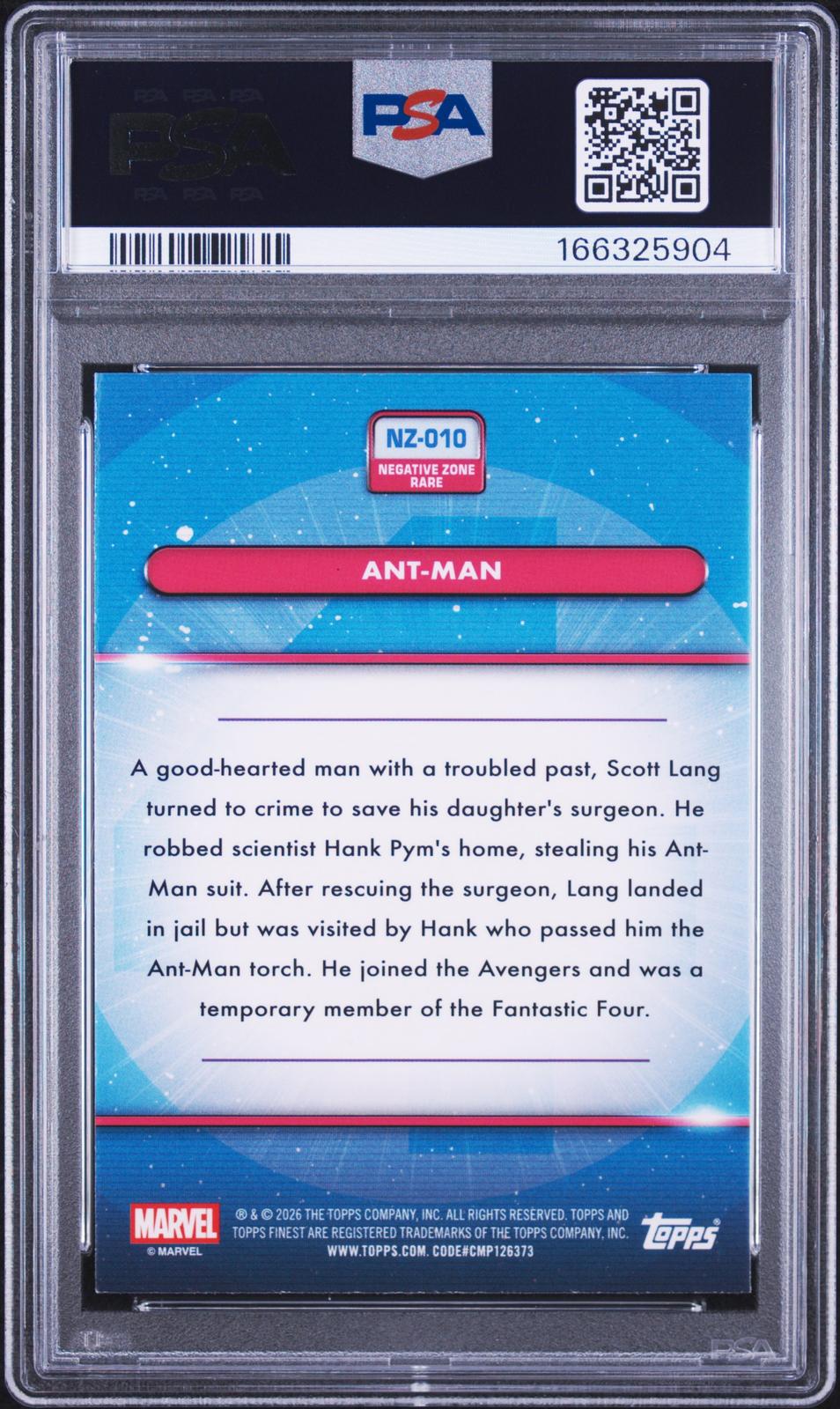 2026 Topps Finest Fantastic Four Ant-Man Neg Ref PSA 9 16/99