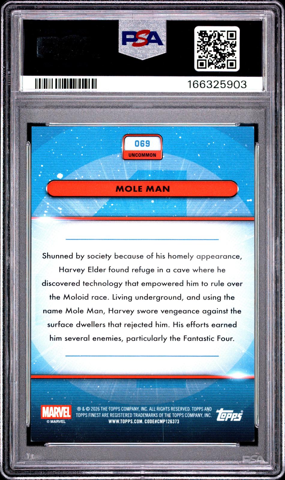 2026 Topps Finest: Fantastic Four #69 Mole Man Green Refractor PSA 8