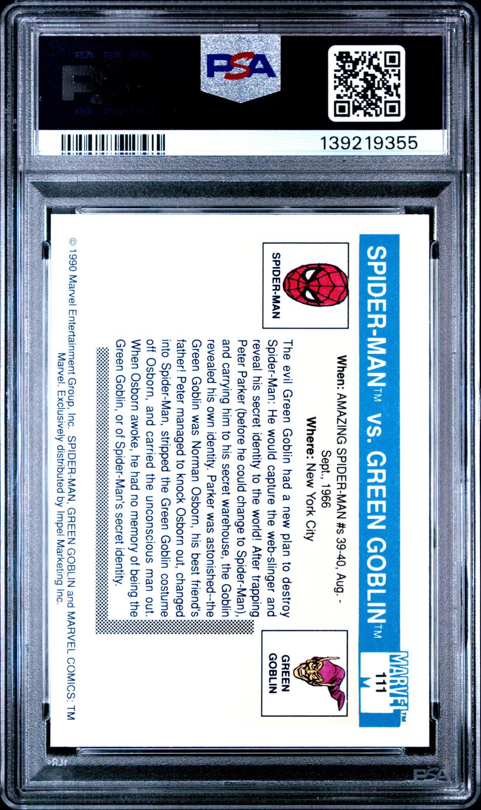 1990 Marvel Universe #111 Spider-Man Vs. Green Goblin PSA 9