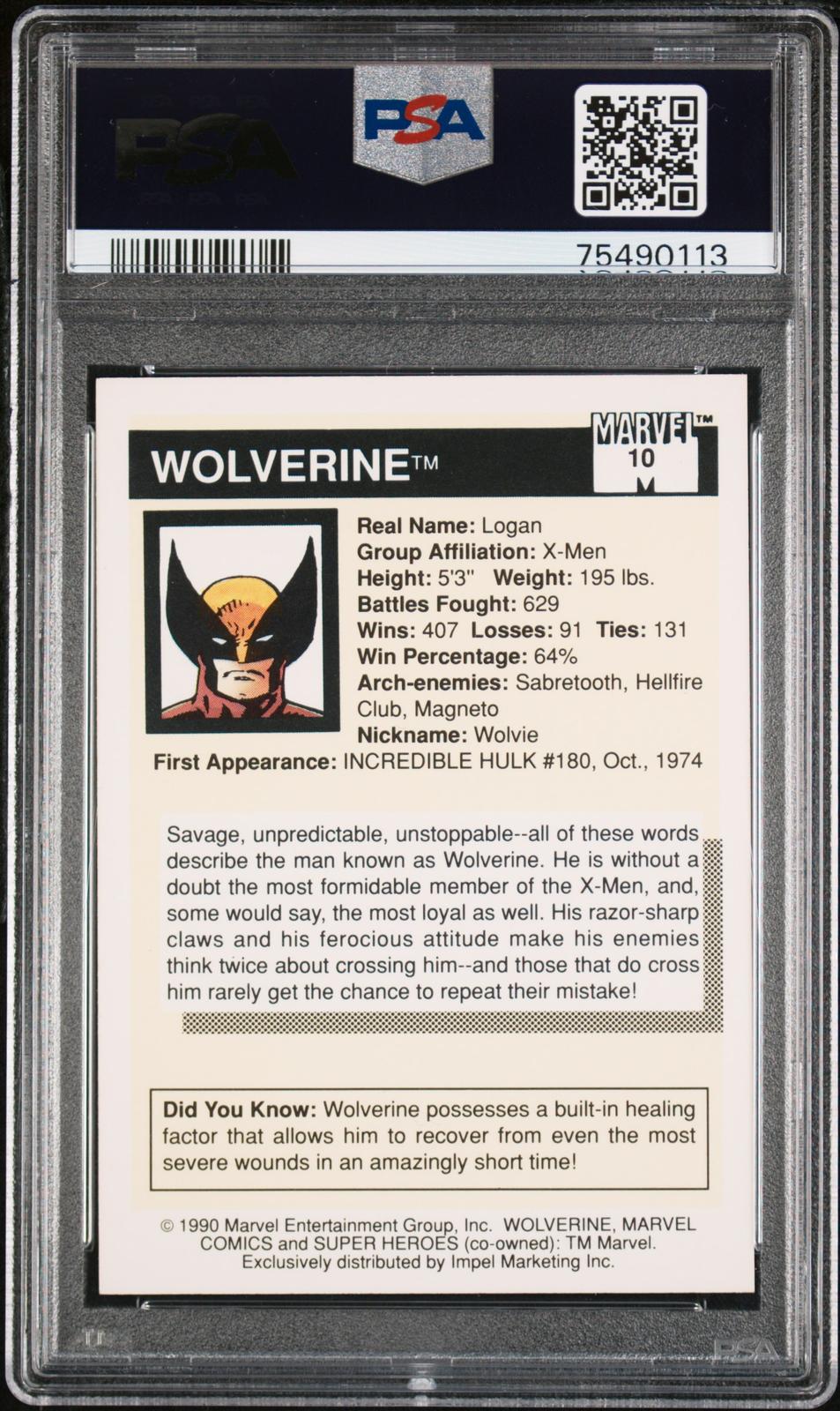 1990 Marvel Universe #10 Wolverine PSA 9