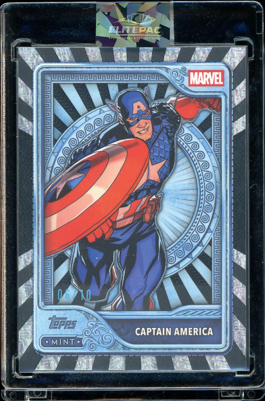 2026 Topps Mint Marvel #110 Captain America Black Electric Dots Foil 6/10
