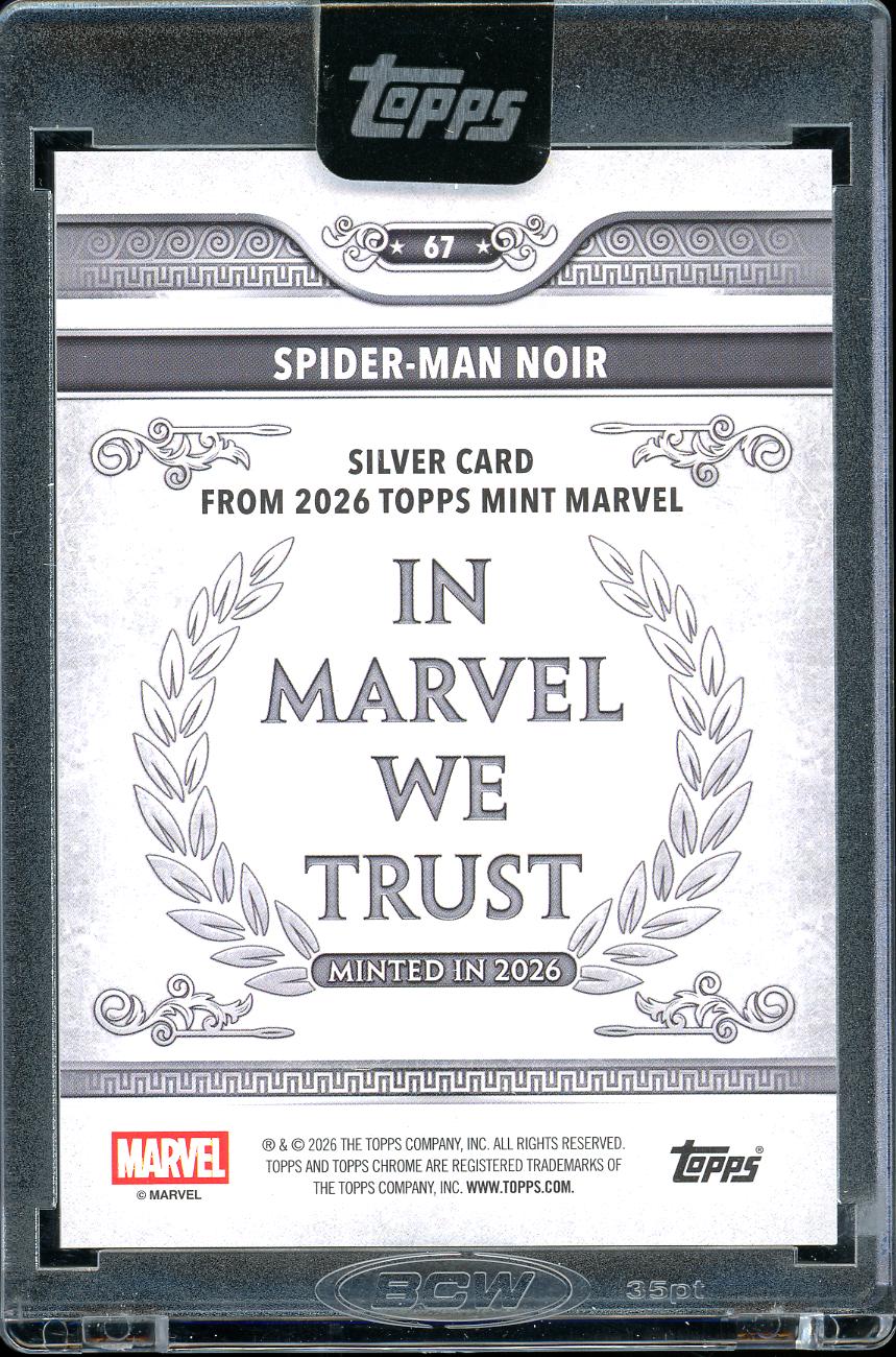 2026 Topps Mint Marvel Spider-Man Noir Encased Red Bookend 5/5