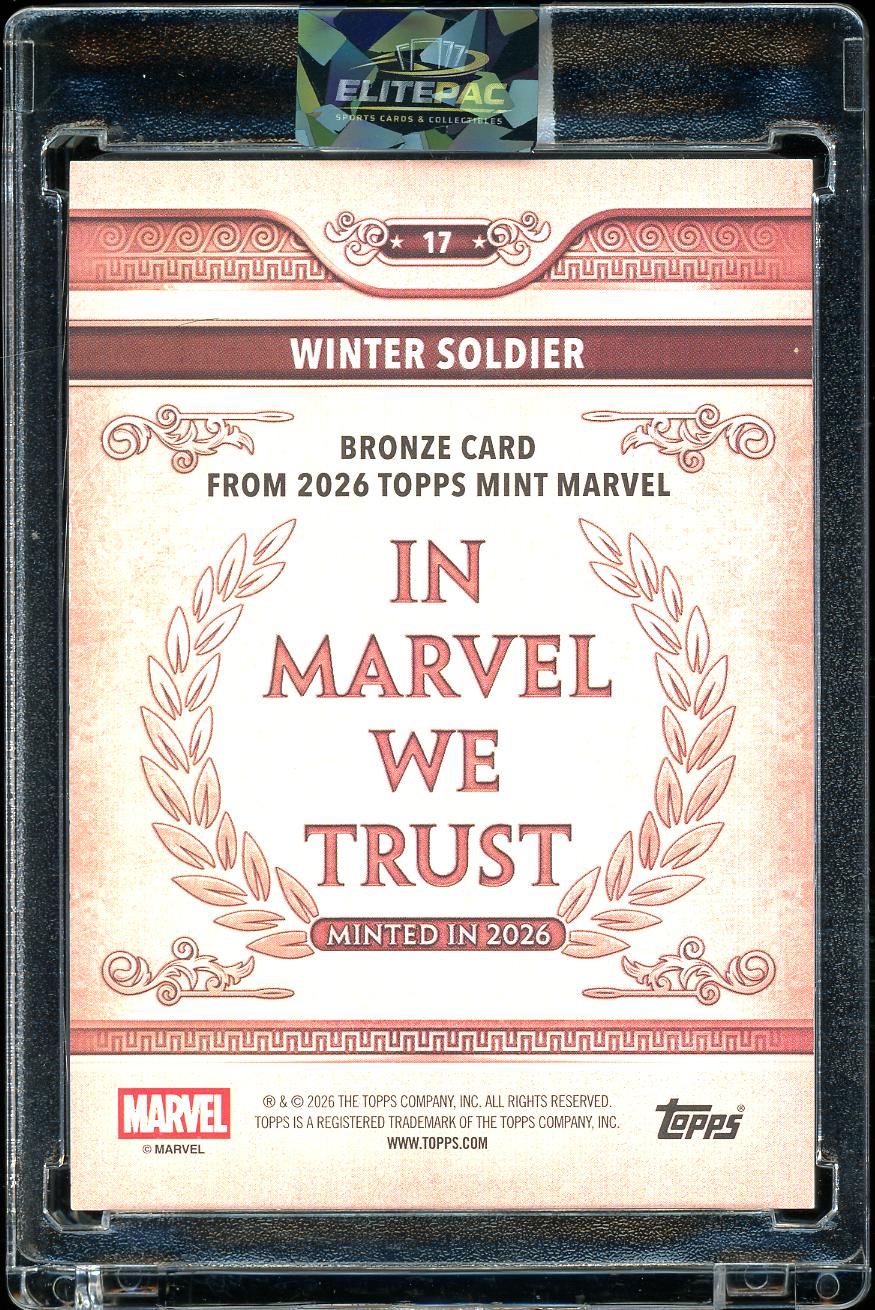 2026 Topps Mint Marvel #17 Winter Soldier Orange Diamante Foil Bookend 25/25