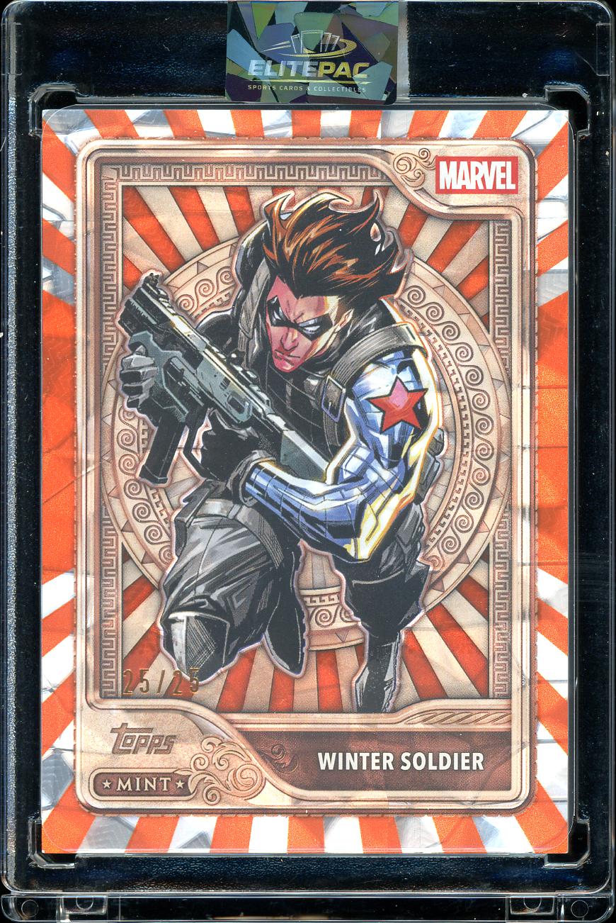 2026 Topps Mint Marvel #17 Winter Soldier Orange Diamante Foil Bookend 25/25