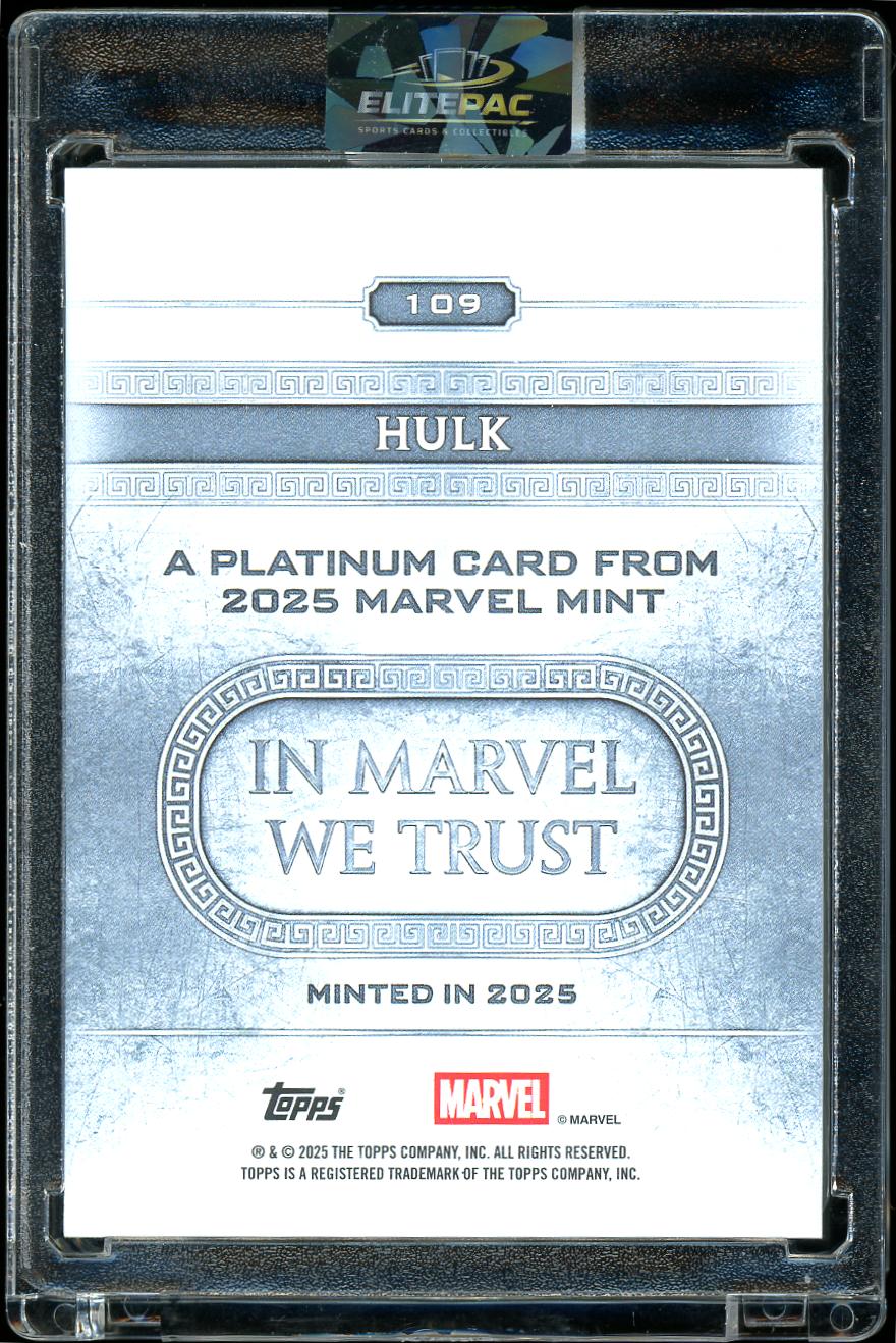 2025 Topps Mint Marvel #109 Hulk Black & Yellow Electric Dots 5/10