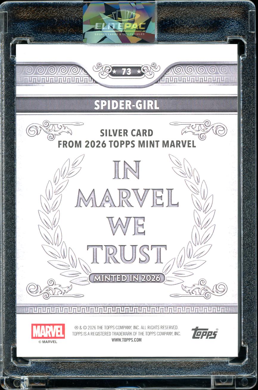 2026 Topps Mint Marvel #73 Spider-Girl Sky Blue Foil 92/100