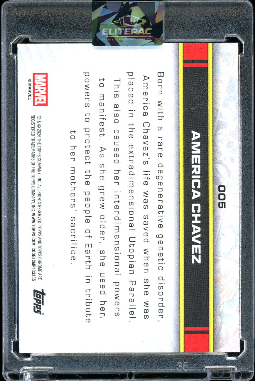 2026 Topps Chrome Marvel American Chavez Electric Red  Bookend 5/5