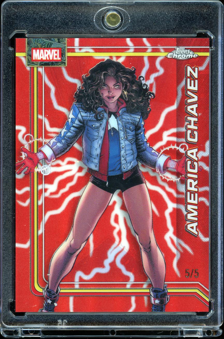 2026 Topps Chrome Marvel American Chavez Electric Red  Bookend 5/5