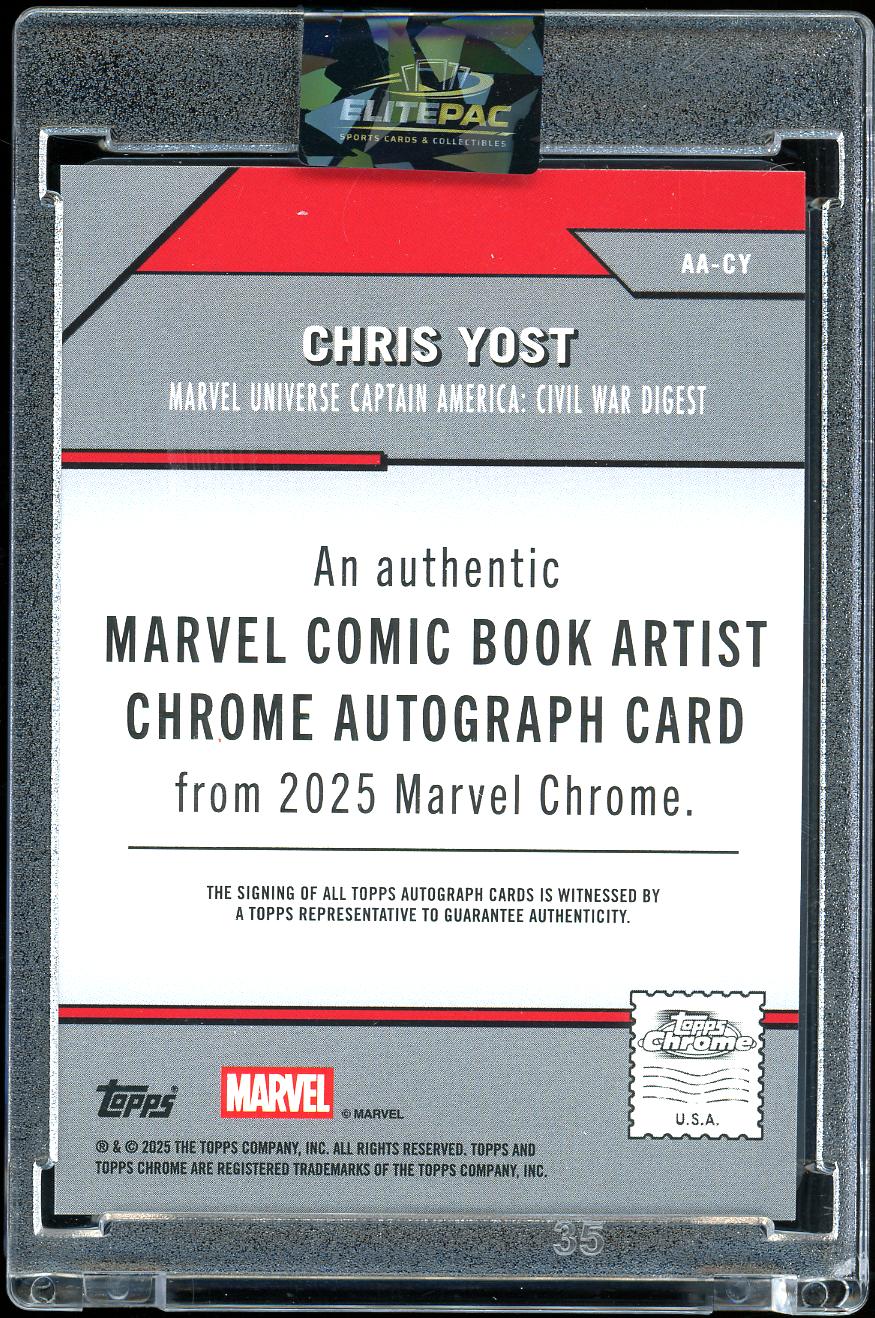 2025 Topps Chrome Marvel #AA-CY Chris Yost Marvel Comic Book Artist Sapphire