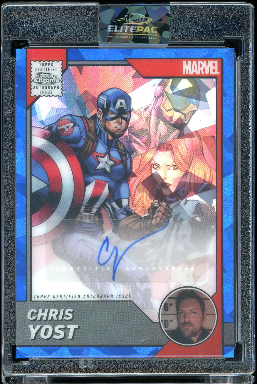 2025 Topps Chrome Marvel #AA-CY Chris Yost Marvel Comic Book Artist Sapphire