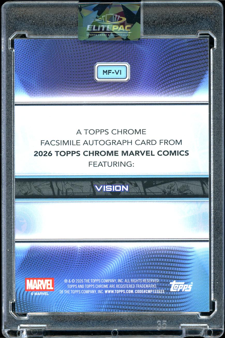 2026 Topps Chrome Marvel #MF-VI Vision Marvel Facsimile Autographs Orange 24/25