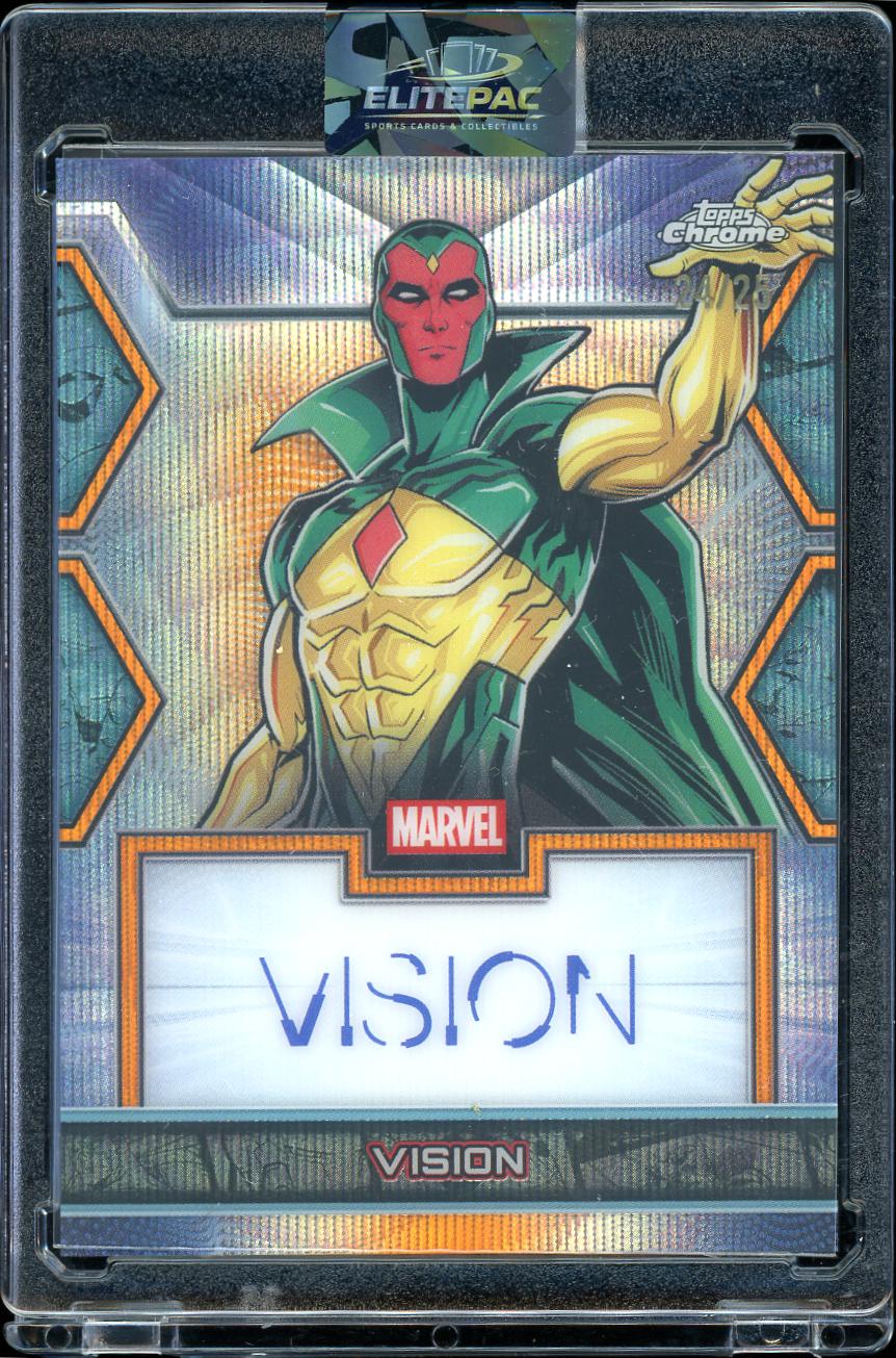 2026 Topps Chrome Marvel #MF-VI Vision Marvel Facsimile Autographs Orange 24/25