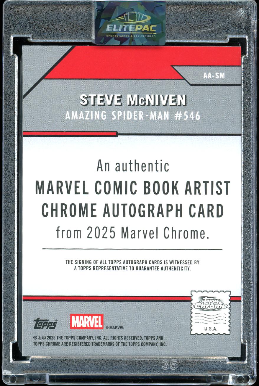2025 Topps Chrome Marvel #AA-SM Steve McNiven Marvel Comic Book Artist Sapphire