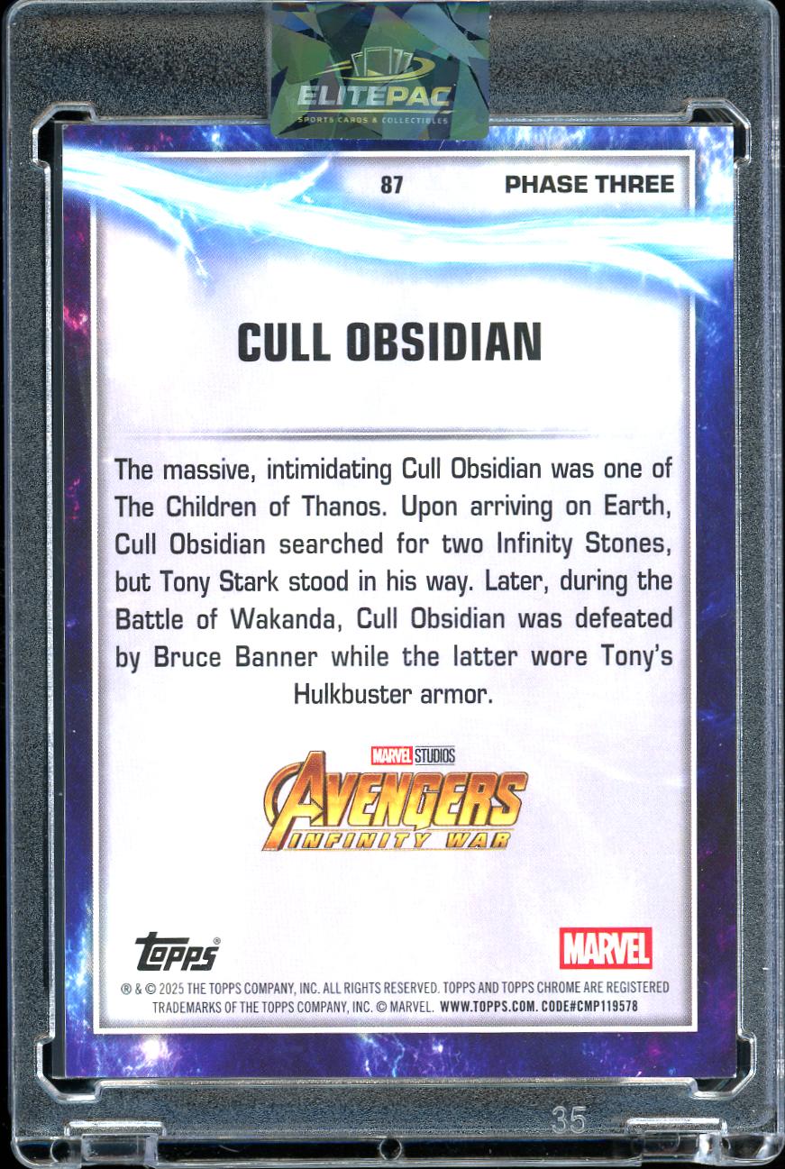 2025 Topps Chrome Marvel Studios #87 Cull Obsidian Gold Refractor 29/50
