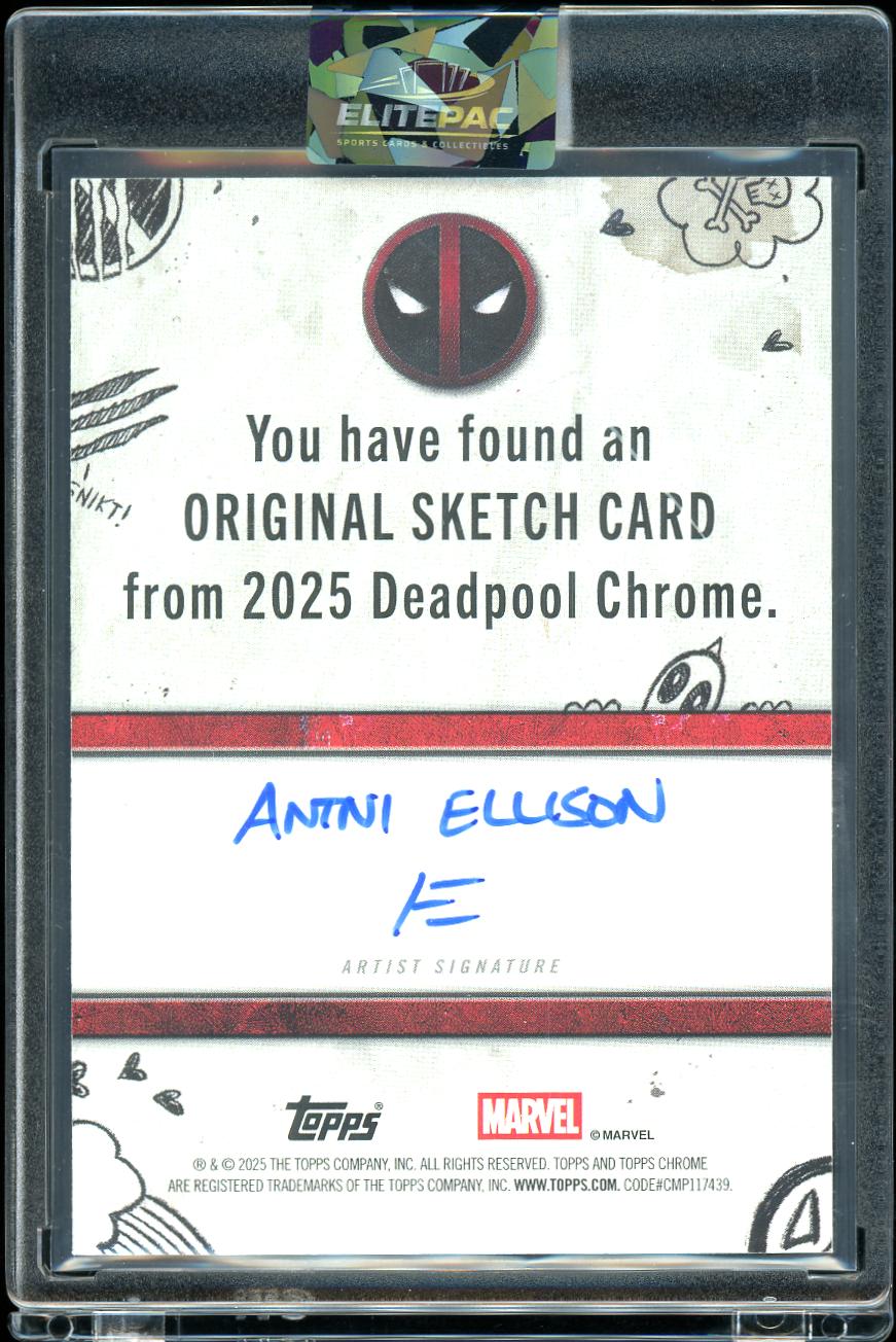 2025 Topps Marvel DeadPool Chrome Sketch By Anini Ellison 1/1