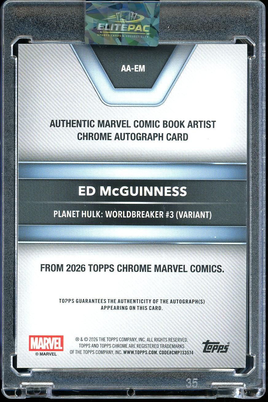 2026 Topps Chrome Marvel #AA-EM Ed McGuinness Authentic Marvel Comic Book Artist