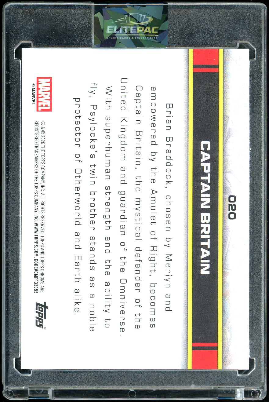 2026 Topps Chrome Marvel #20 Captain Britain Black Refractor 6/10