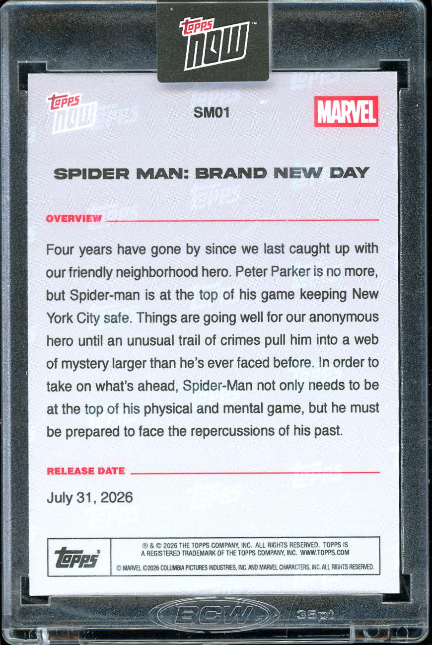 Topps Now Spider Man Brand new Day Movie SM01