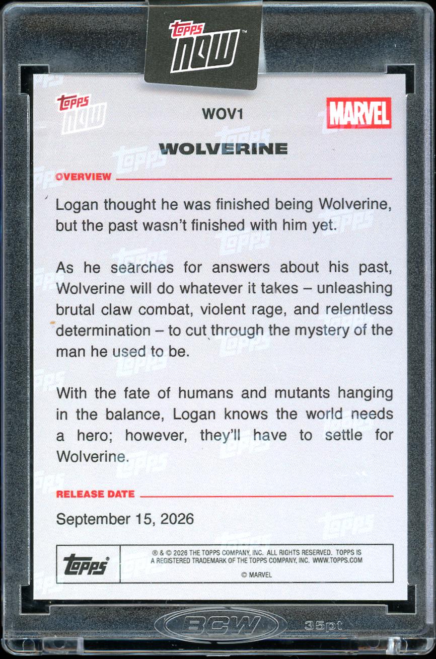 2026 Topps Now Marvel #WOV1 Wolverine
