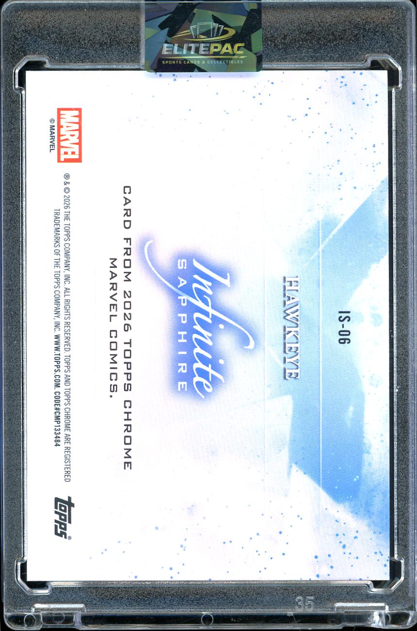 2026 Topps Chrome Marvel Comics Sapphire Edition #IS-06 Hawkeye Infinite