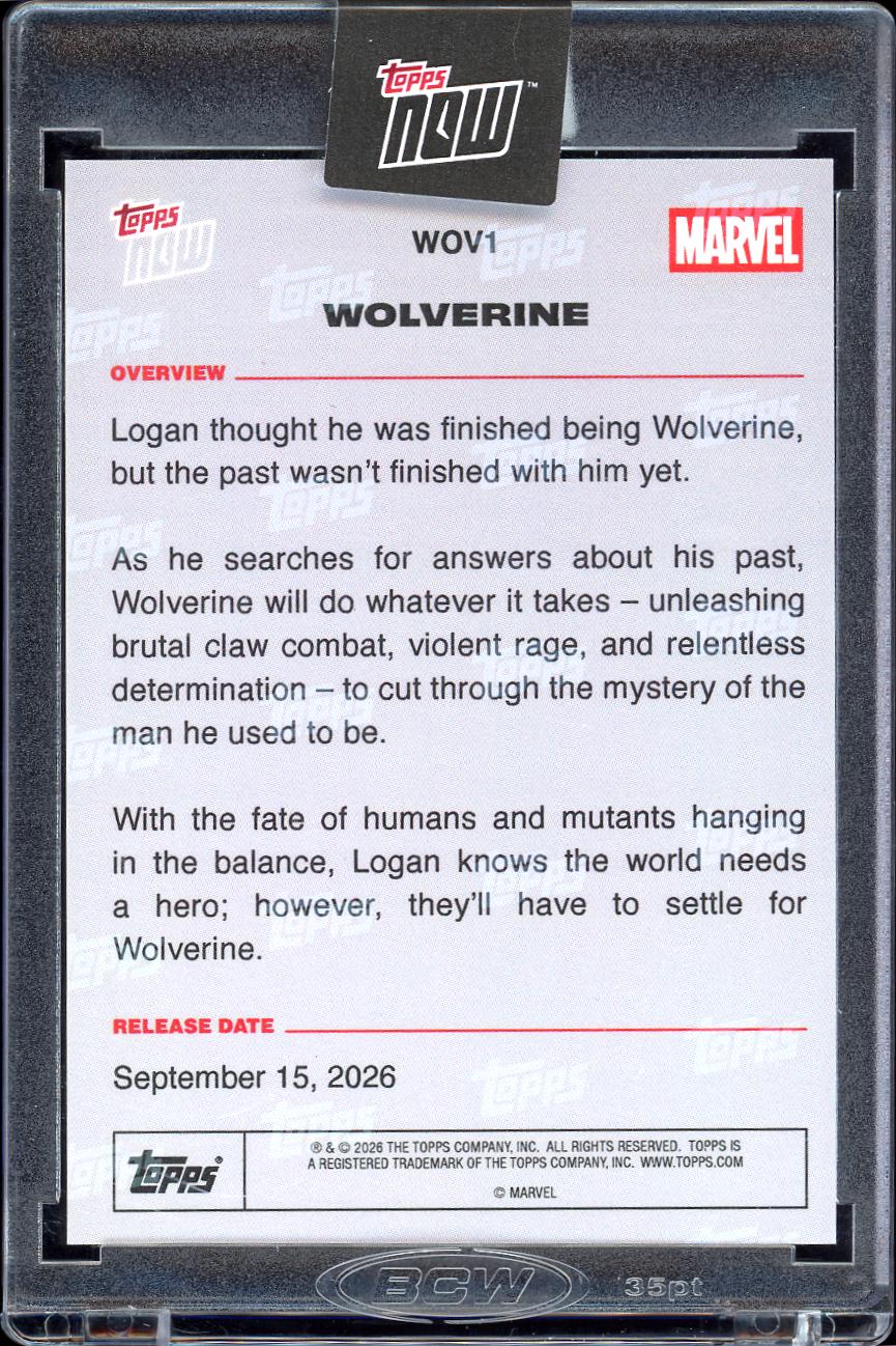 2026 Topps Now Marvel #WOV1 Wolverine