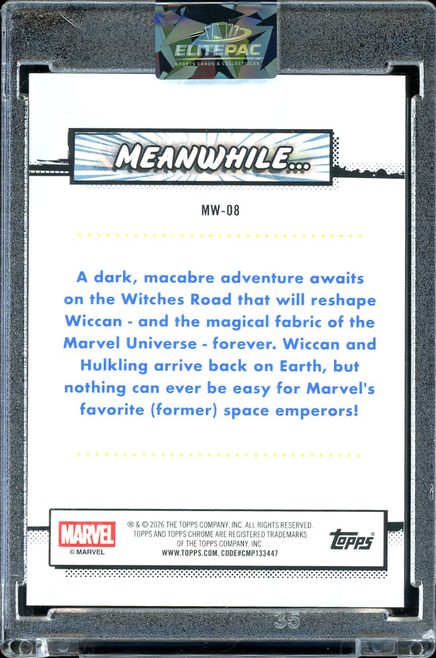 2026 Topps Chrome Marvel #MW-08 Wiccan  Meanwhile... Gold Refractor