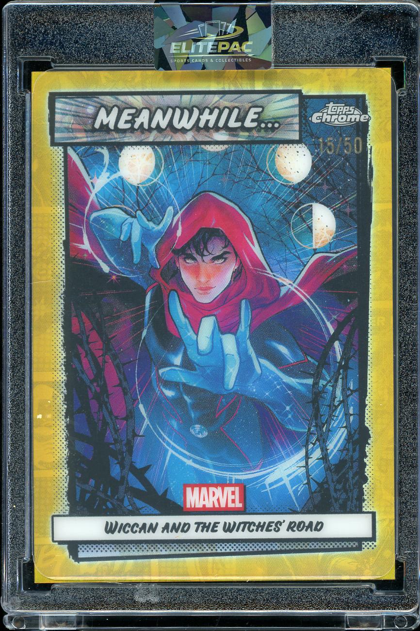 2026 Topps Chrome Marvel #MW-08 Wiccan  Meanwhile... Gold Refractor