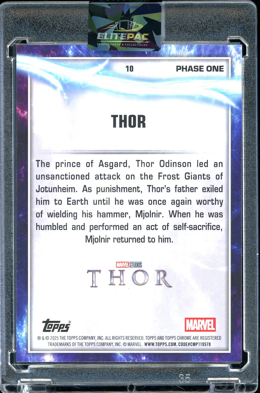 2025 Topps Chrome Sapphire Edition Marvel Studios #10 Thor Green Sapphire