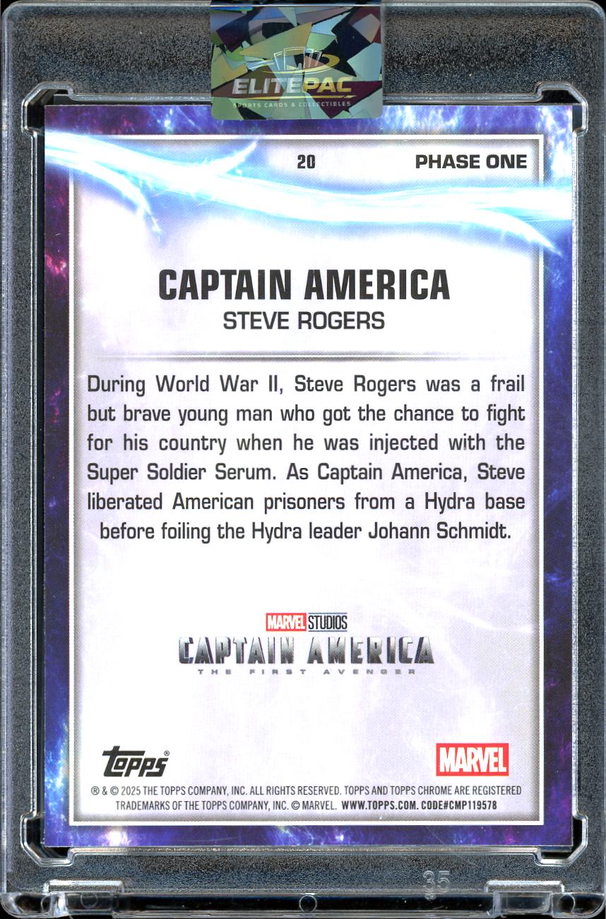 2025 Topps Chrome /99 Sapphire Edition Marvel Studios #20 Captain America